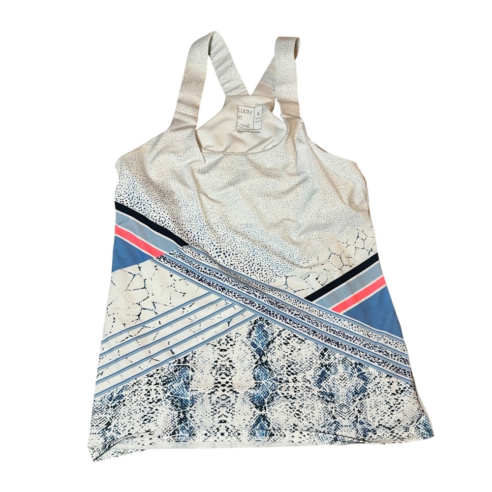 Lucky in Love S 4-6 Tennis SET Top Skort Small Snake Blue Peach White Pickleball - Picture 7 of 11